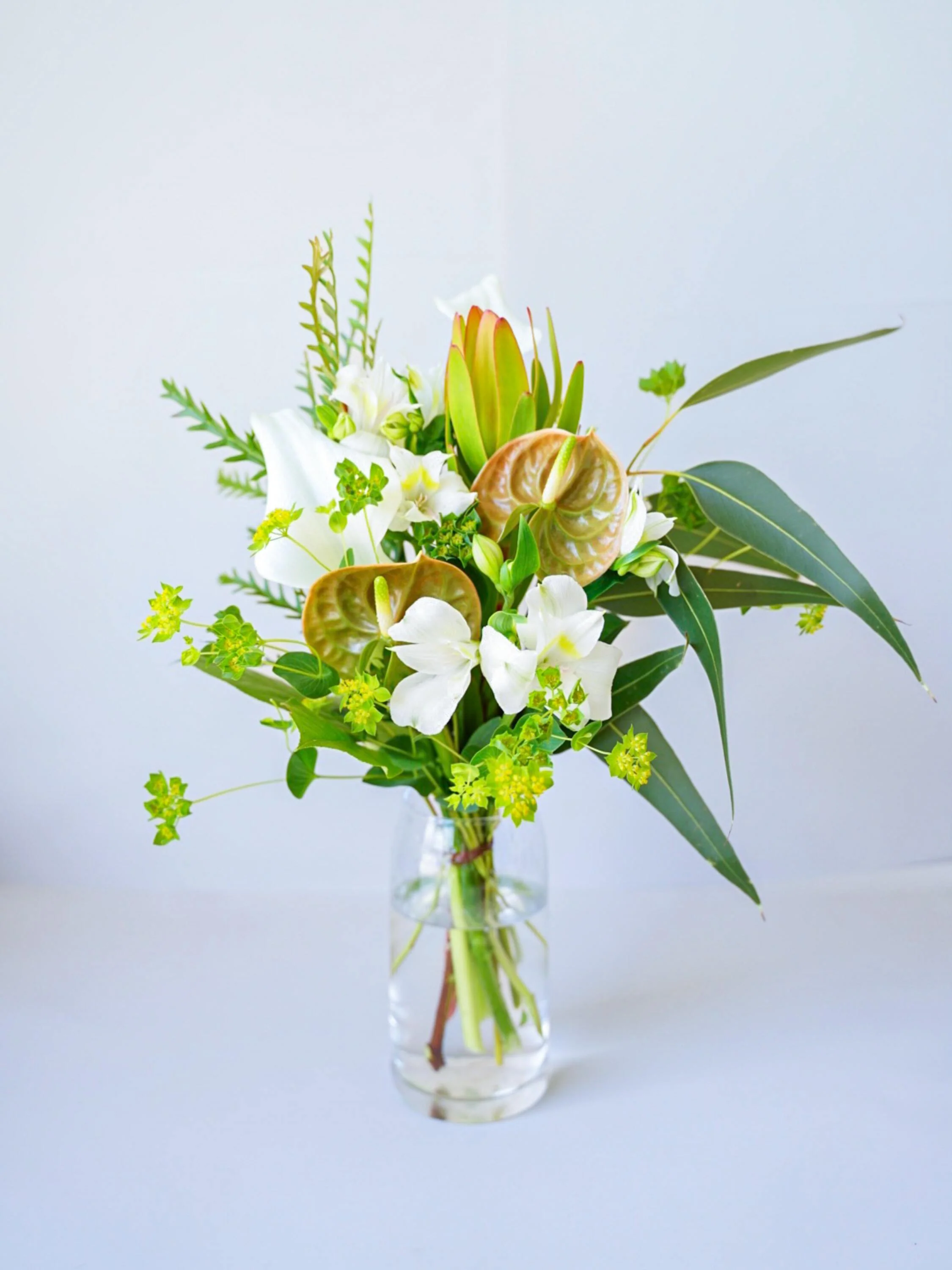 【誕生日ギフト】 フローリストにおまかせ 季節の花束 M - グリーン&ホワイト - - Image 30