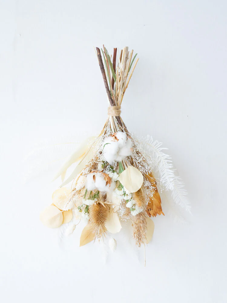 【壁に掛ける】ドライフラワーのスワッグ - ベージュ - - Image 13