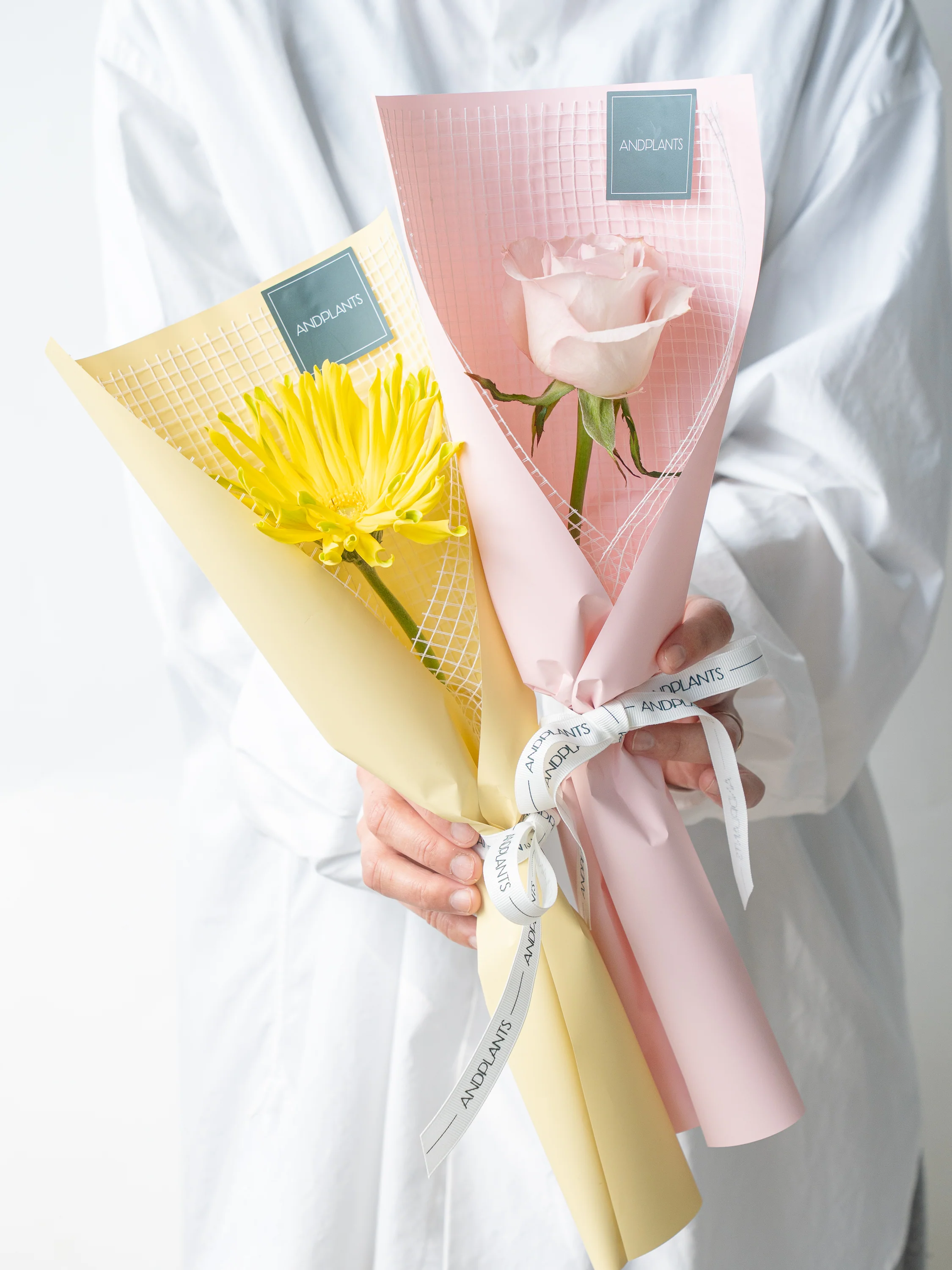 【送別・お祝いなどに】生花1輪ラッピング - Gerbera × Yellow 5束セット - - Image 4